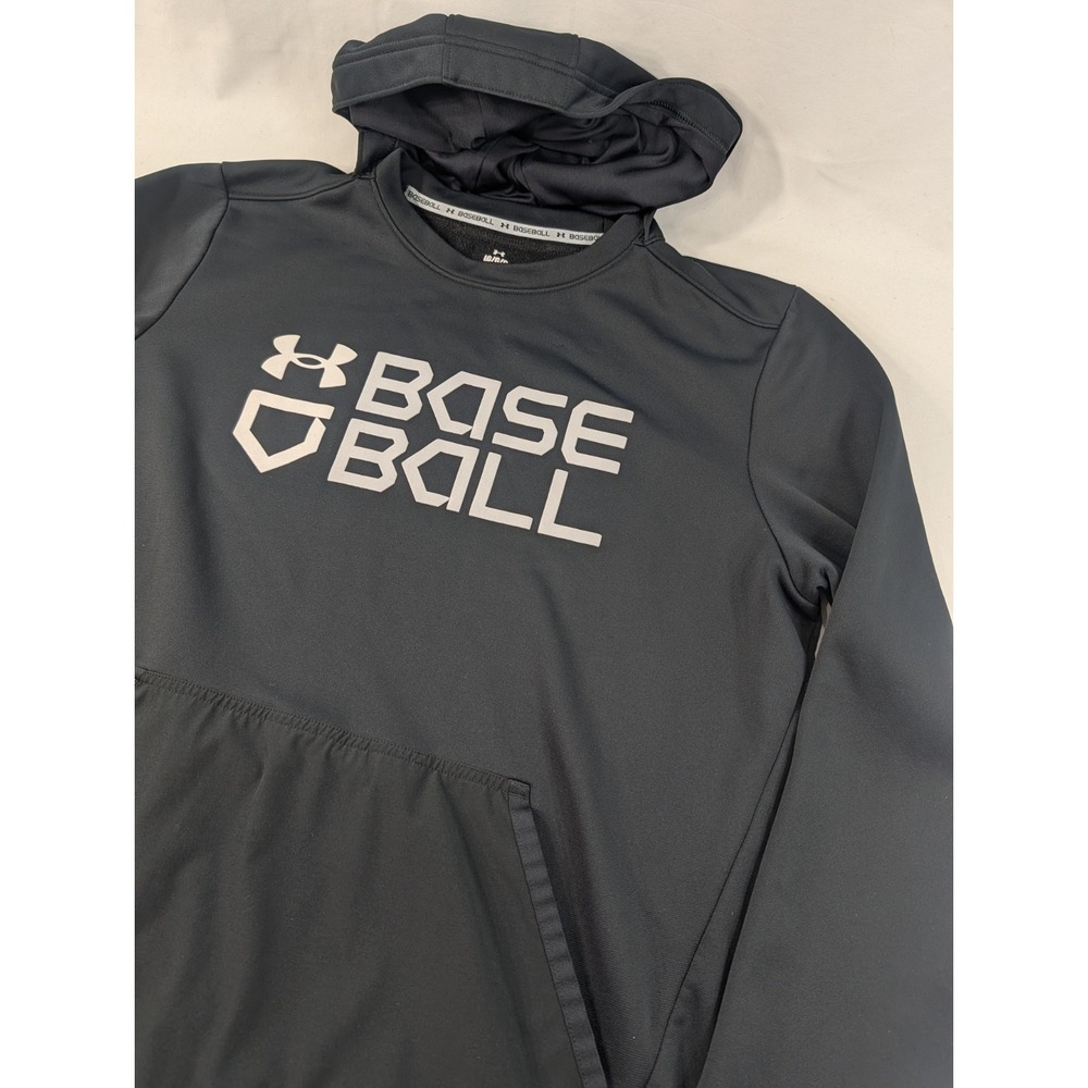 Under Armour Baseball Hoodie Mens Large Black Graphic Pullover Sweatshirt LG